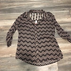 Sheer 3/4 Length Sleeves Blouse